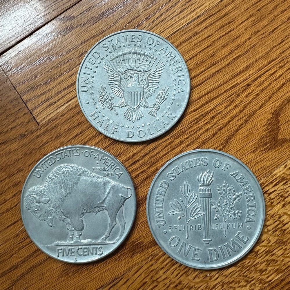 Giant Metal Coin Replica Set - Silver
